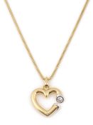 An 18ct yellow gold and diamond pendant and necklace