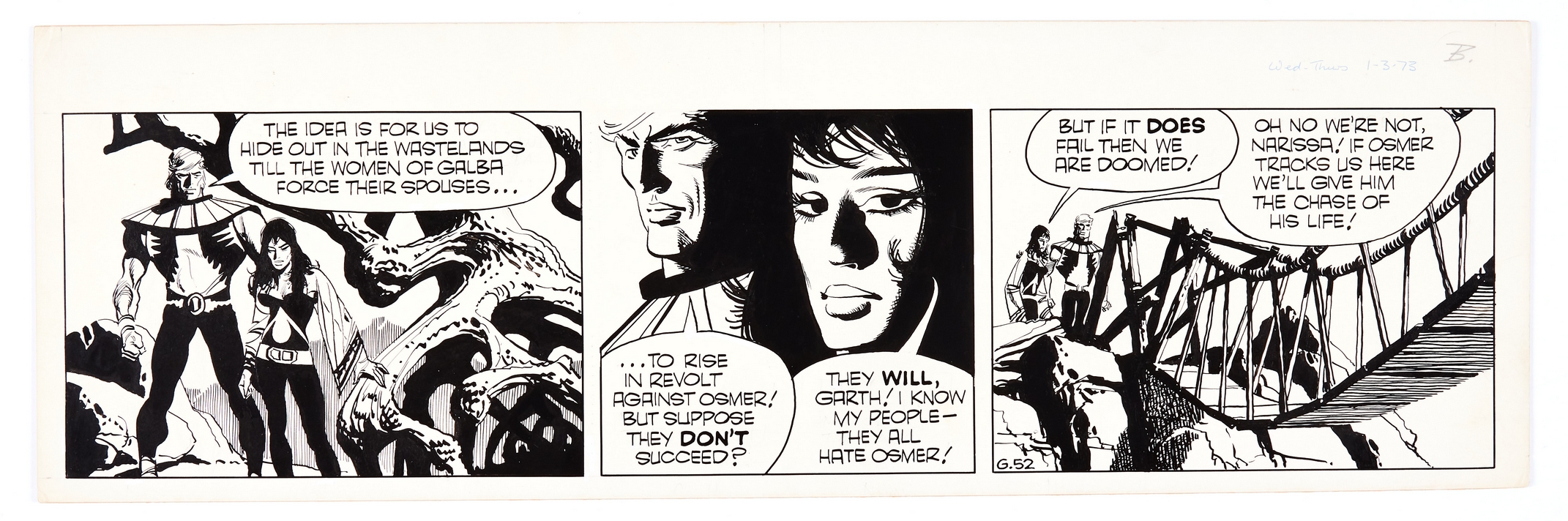 Garth: 'The Women of Galba' original artwork by Frank Bellamy for the D. Mirror 1 March 1973. Indian