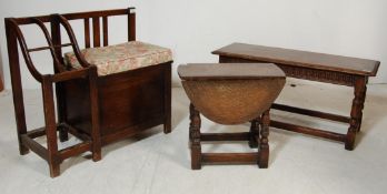 COLLECTION OF MID CENTURY OAK JACOBEAN REVIVAL FURNITURE