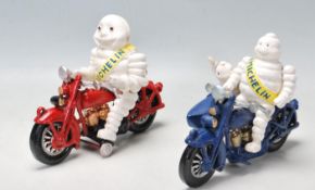 VINTAGE STYLE CAST IRON MICHELIN FIGURINES RIDING MOTORCYCLES