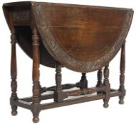 20TH CENTURY JACOBEAN STYLE DROP LEAF OAK TABLE / DINING TABLE