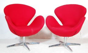 TWO FRITZ HANSEN STYLE SWAN CHAIRS / EASY ARMCHAIRS