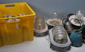 A LARGE QUANTITY OF VINTAGE RETRO LIGHTS AND LAMPS FITTINGS AND FIXTURES