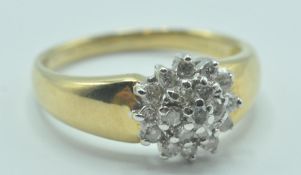 CONTEMPORARY 18CT GOLD AND DIAMOND CLUSTER RING