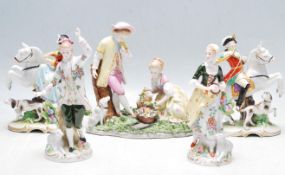 GROUP OF 19TH CENTURY AND LATER DRESDEN STYLE CERAMIC PORCELAIN FIGURINES