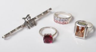 SILVER HALLMARKED TIE PIN AND SILVER HALLMARKED DRESS RINGS