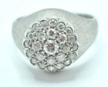 CARL BUCHERER - 18CT WHITE GOLD & DIAMOND CLUSTER RING