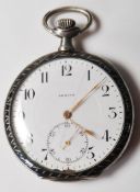 ANTIQUE ZENITH SILVER NIELLO WORK POCKET WATCH