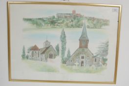 ALBANU WISEMAN LIMITED EDITION LITHOGRAPH OF THREE CHURCHES