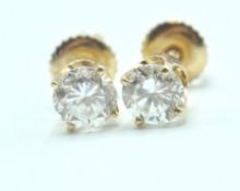 PAIR OF 14CT GOLD AND DIAMOND EARRINGS