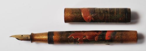 1930'S NAMIKI DUNHILL JAPANESE MAKI-E GOLDFISH LACQURED PEN