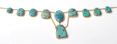 VINTAGE GOLD AND TURQUOISE COLLAR NECKLACE