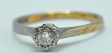18CT GOLD AND DIAMOND HALLMARKED SINGLE STONE RING
