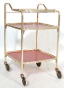 RETRO VINTAGE 1970S BRASS & RED FORMICA TROLLEY