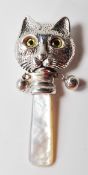 SILVER BABIES RATTLE IN THE FORM OF A CAT