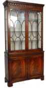 REGENCY REVIVAL MAHOGANY LIBRARY BOOKCASE CABINET