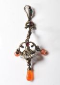 ANTIQUE AUSTRO HUNGARIAN COLOURED STONE PENDANT