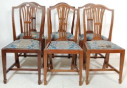 SIX EDWARDIAN HEPPLEWHITE STYLE DINING CHAIRS