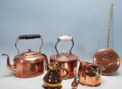 COLLECTION OF COPPER AND BRASS KETTLES AND WATER JUGS