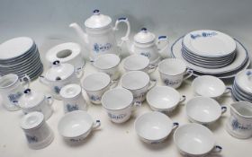 LARGE MID CENTURY VINTAGE GERMAN BLUE AND WHITE PORCELAIN TEA SERVICE BY KRONESTER BAVARIA