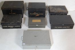 COLLECTION VINTAGE METAL DEED / BANK VAULT STORAGE CHESTS