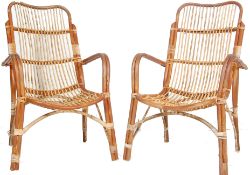 TWO VINTAGE 20TH CENTURY BAMBOO TUB CHAIRS IN THE MANNER OF FRANCO ALBINI