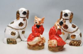 STAFFORDSHIRE FOX HUNTING FIGURINES AND SPANIELS
