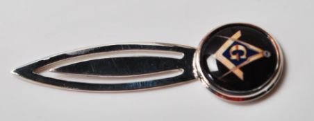 A CONTEMPORARY MASONIC SILVER BOOKMARK