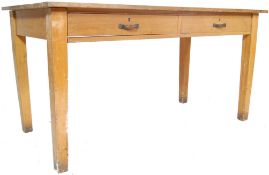 VINTAGE OAK TWO DRAWER SCHOOL TABLE