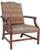 GEORGE III STYLE GAINSBOROUGH SHOW WOOD MAHOGANY ARMCHAIR