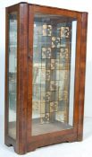 A RETRO VINTAGE 1950S WALNUT VENEER CHINA DISPLAY CABINET