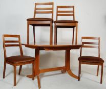 A VINTAGE 20TH CENTURY NATHAN TEAK WOOD OVAL DINING TABLE AND FOUR CHAIRS