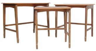 REMPLOY - SET OF RETRO VINTAGE 1970S TEAK WOOD NEST OF TABLES