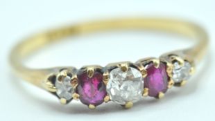 VINTAGE 18CT GOLD RUBY AND DIAMOND RING