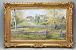 A VINTAGE OIL ON CANVAS PAINTING BY DENYS GARLE DEPICTING A LANDSCAPE