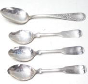 FOUR AMERICAN STERLING SILVER TEASPOONS - TABLESPOON