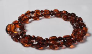 VINTAGE AMBER BEADED NECKLACE
