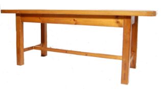 20TH CENTURY LARGE STAINED PINE REFECTORY DINING TABLE