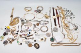 GROUP OF VINTAGE COSTUME JEWELLERY AND WRIST WATCHES