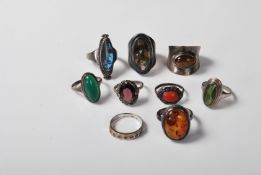 COLLECTION OF SILVER 925 DRESS - COCKTAIL RINGS
