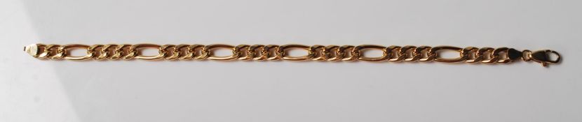 9CT GOLD FIGARO LINKED BRACELET CHAIN