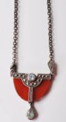 20TH CENTURY ART DECO STYLE SILVER AND MARCASITE NECKLACE