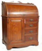 LATE VICTORIAN GOLDEN OAK CYLINDER BUREAU DESK