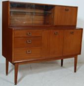 1970’S TEAK WOOD HIGHBOARD / SIDEBOARD WITH BRASS HANDLES