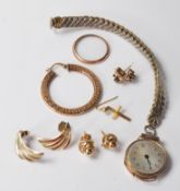 GROUP OF 9CT GOLD AND YELLOW METAL JEWELLERY