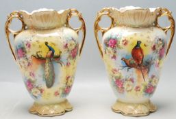 PAIR OF MID 20TH CENTURY VASES WITH POLYCHROME DEC