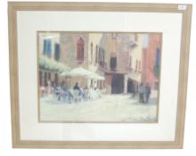JACKIE SIMMONDS PRINT OF A FRENCH STREET VIEW PAINTING