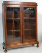 1920'S OAK CHINA DISPLAY CABINET BOOKCASE VITRINE