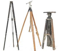 COLLECTION OF THREE VINTAGE SURVEYORS TRIPOD STANDS