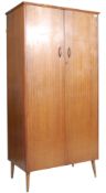 MID CENTURY TEAK WOOD SINGLE WARDROBE ARMOIRE